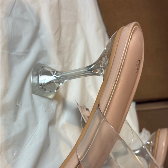 Tan Cream Square Toe Heels with Minimalist Design - Picture 3 of 9